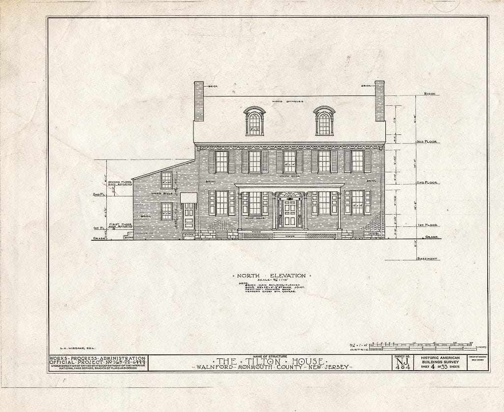 Blueprint HABS NJ,13-WALF.V,1- (Sheet 4 of 33) - Tilton House, Walnford, Monmouth County, NJ