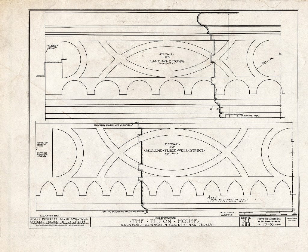 Blueprint HABS NJ,13-WALF.V,1- (Sheet 10 of 33) - Tilton House, Walnford, Monmouth County, NJ