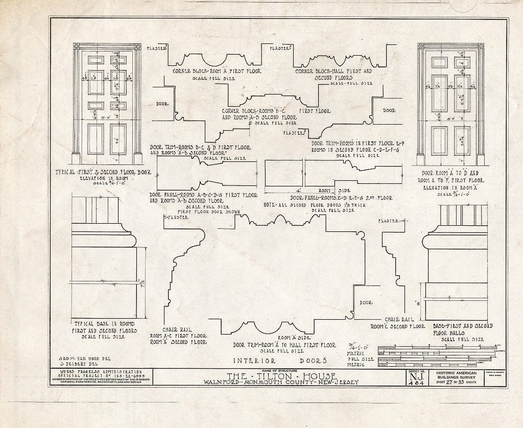 Blueprint HABS NJ,13-WALF.V,1- (Sheet 27 of 33) - Tilton House, Walnford, Monmouth County, NJ
