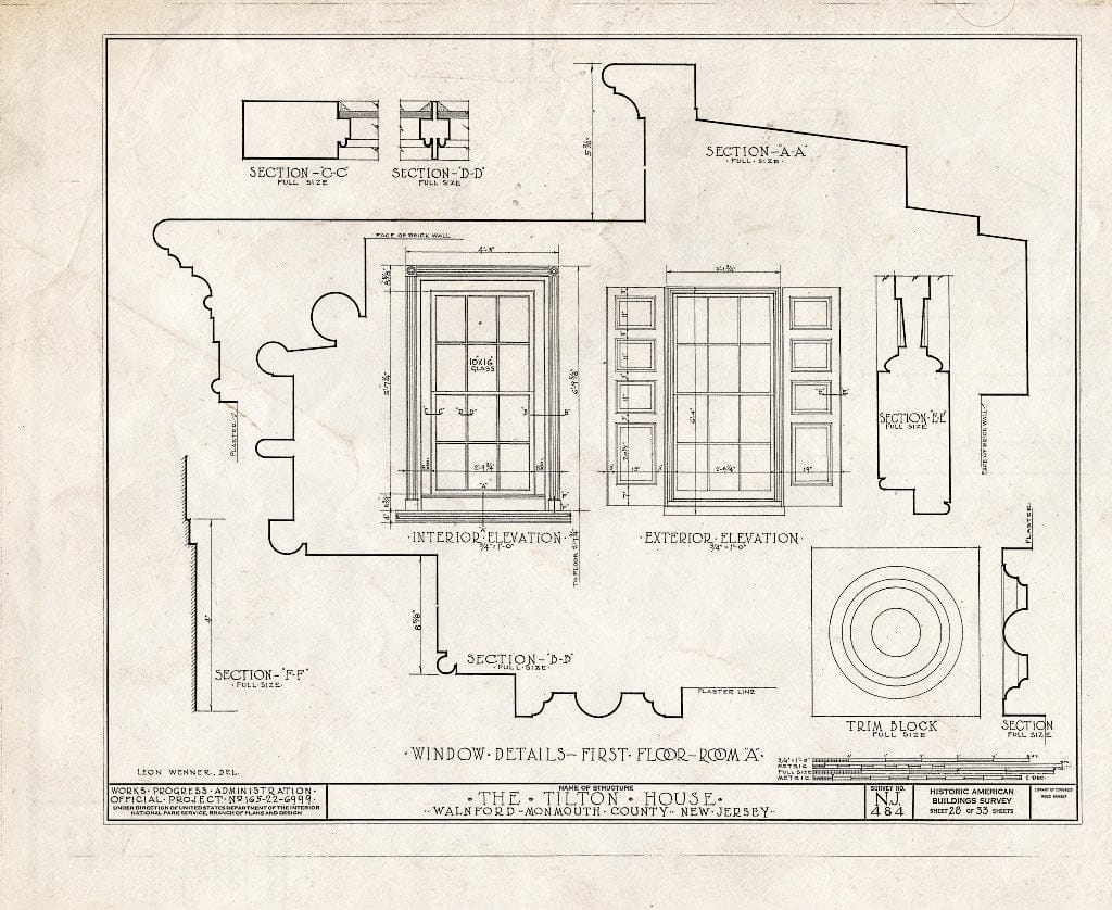 Blueprint HABS NJ,13-WALF.V,1- (Sheet 28 of 33) - Tilton House, Walnford, Monmouth County, NJ