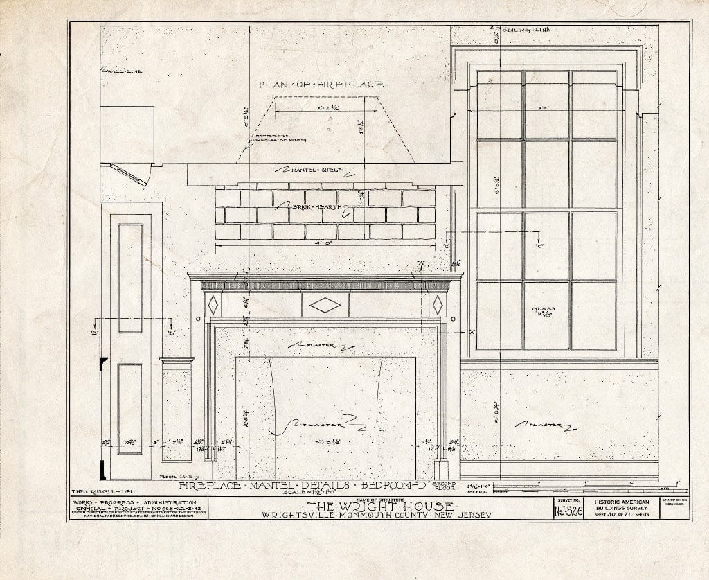 Blueprint HABS NJ,13-Writ,1- (Sheet 30 of 71) - Wright House, Old Shrewsbury Road, Wrightsville, Monmouth County, NJ