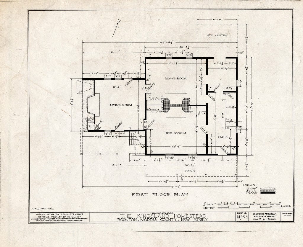 Blueprint HABS NJ,14-BOONT.V,1- (Sheet 2 of 18) - Kingsland Homestead, Vreeland Avenue, Boonton, Morris County, NJ