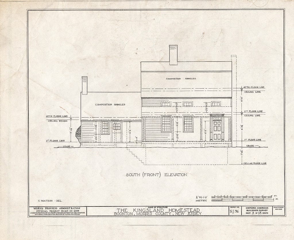 Blueprint HABS NJ,14-BOONT.V,1- (Sheet 5 of 18) - Kingsland Homestead, Vreeland Avenue, Boonton, Morris County, NJ
