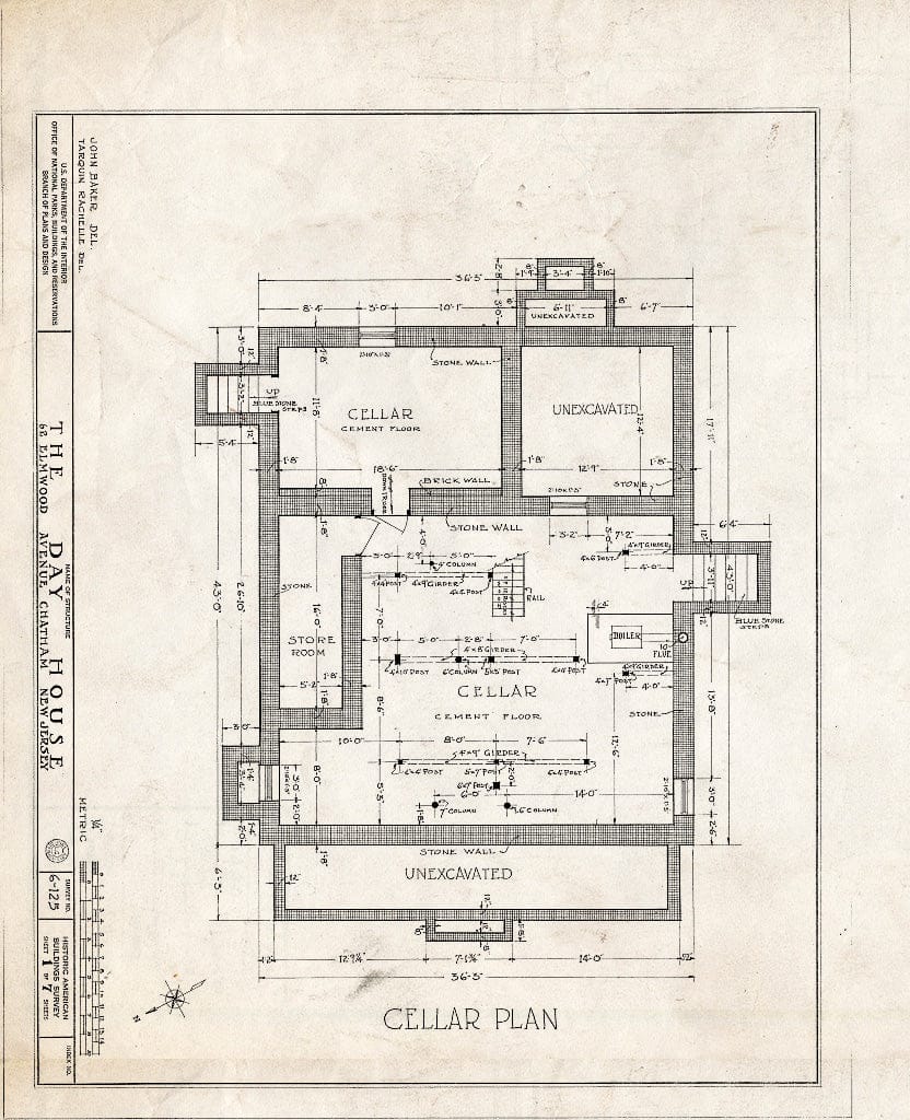 Blueprint HABS NJ,14-Chat,2- (Sheet 1 of 7) - Stephen Day House, 62 Elmwood Road, Chatham, Morris County, NJ
