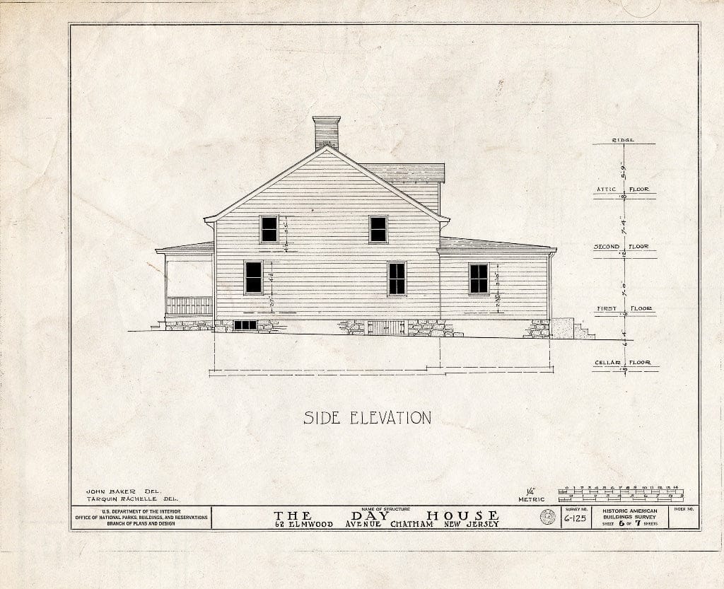 Blueprint HABS NJ,14-Chat,2- (Sheet 6 of 7) - Stephen Day House, 62 Elmwood Road, Chatham, Morris County, NJ