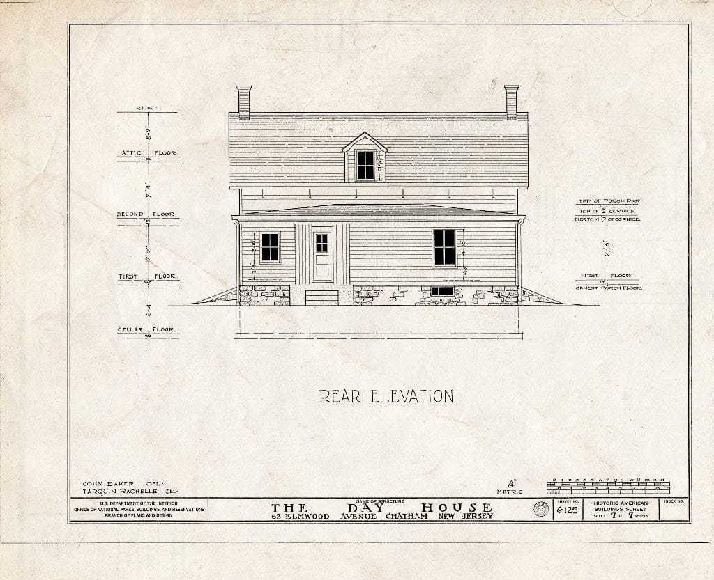 Blueprint HABS NJ,14-Chat,2- (Sheet 7 of 7) - Stephen Day House, 62 Elmwood Road, Chatham, Morris County, NJ