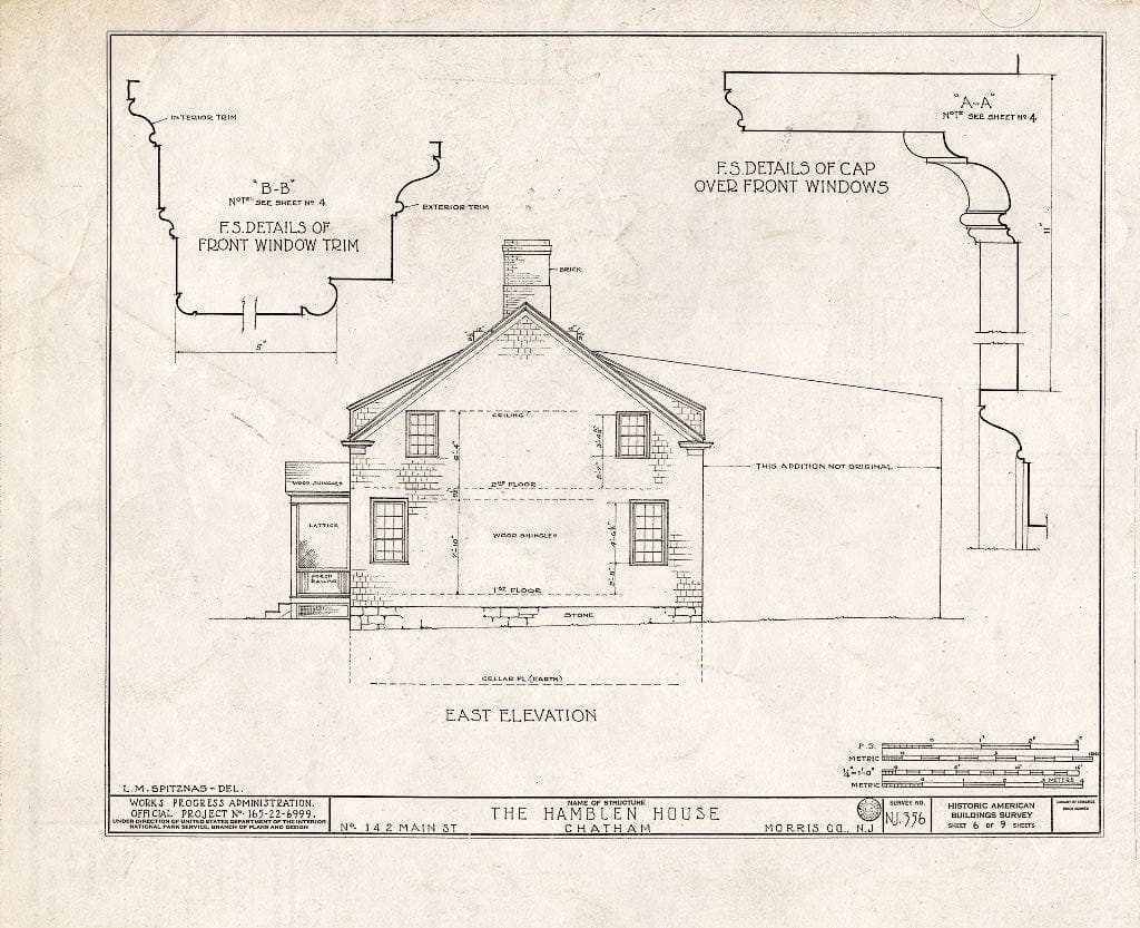 Blueprint HABS NJ,14-Chat,3- (Sheet 6 of 9) - Day-Hamblen House, 142 Main Street, Chatham, Morris County, NJ