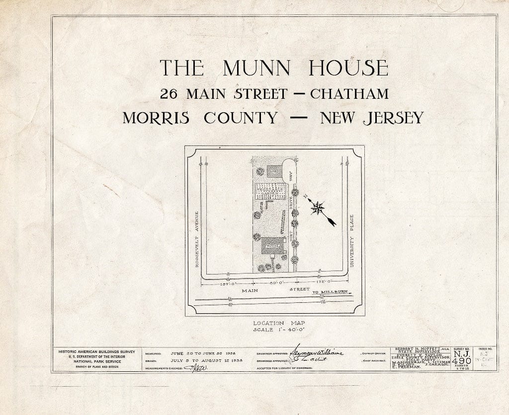 Blueprint HABS NJ,14-Chat,4- (Sheet 0 of 12) - Day-Munn House, 25 Main Street, Chatham, Morris County, NJ