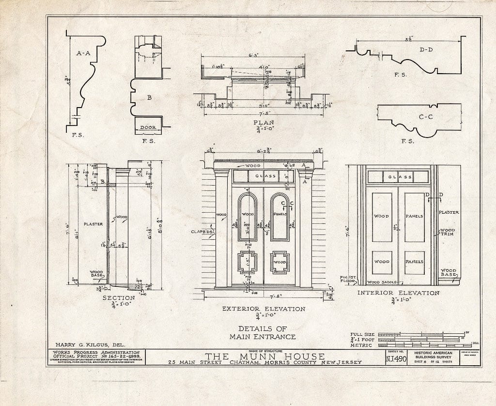 Blueprint HABS NJ,14-Chat,4- (Sheet 8 of 12) - Day-Munn House, 25 Main Street, Chatham, Morris County, NJ