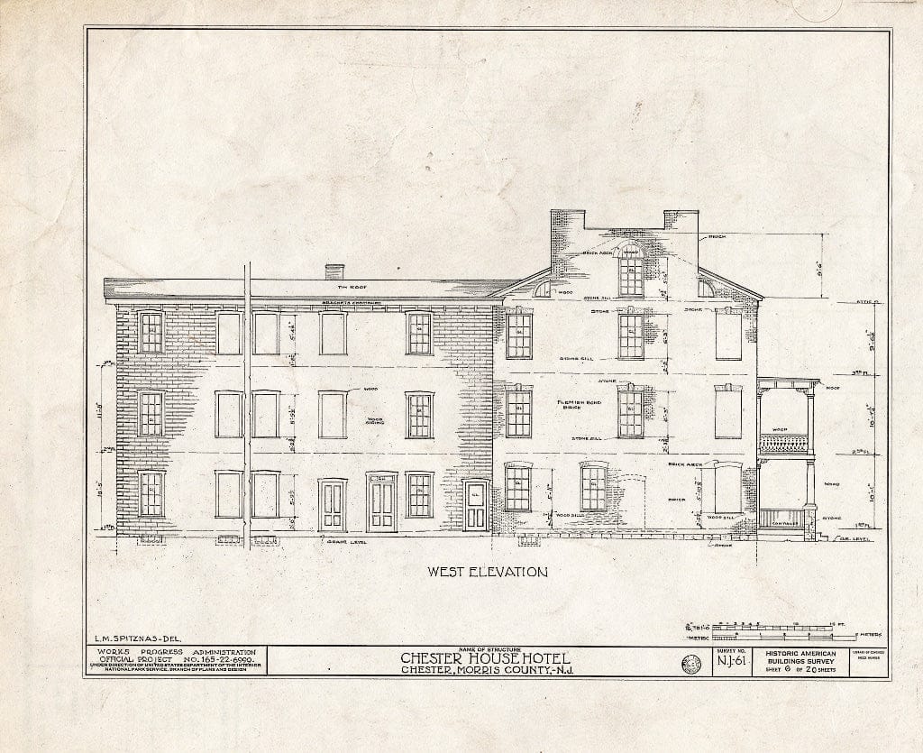Blueprint HABS NJ,14-Chest,1- (Sheet 6 of 20) - Chester House Hotel, Chester, Morris County, NJ