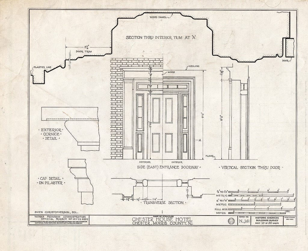 Blueprint HABS NJ,14-Chest,1- (Sheet 10 of 20) - Chester House Hotel, Chester, Morris County, NJ