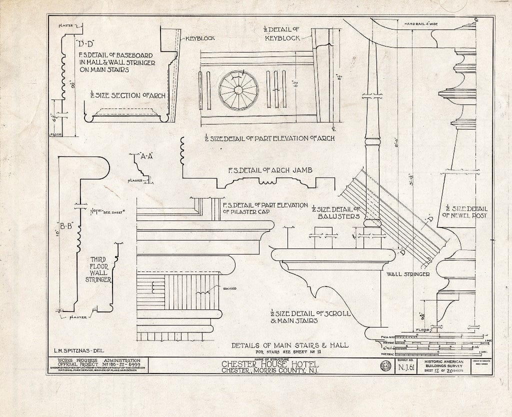 Blueprint HABS NJ,14-Chest,1- (Sheet 12 of 20) - Chester House Hotel, Chester, Morris County, NJ