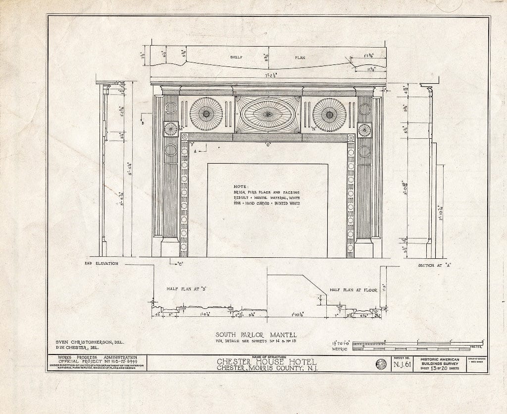 Blueprint HABS NJ,14-Chest,1- (Sheet 13 of 20) - Chester House Hotel, Chester, Morris County, NJ