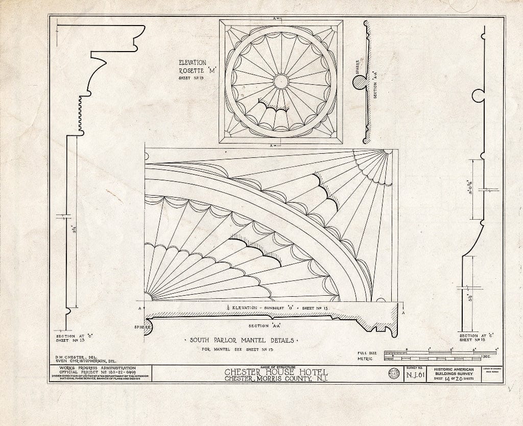 Blueprint HABS NJ,14-Chest,1- (Sheet 14 of 20) - Chester House Hotel, Chester, Morris County, NJ