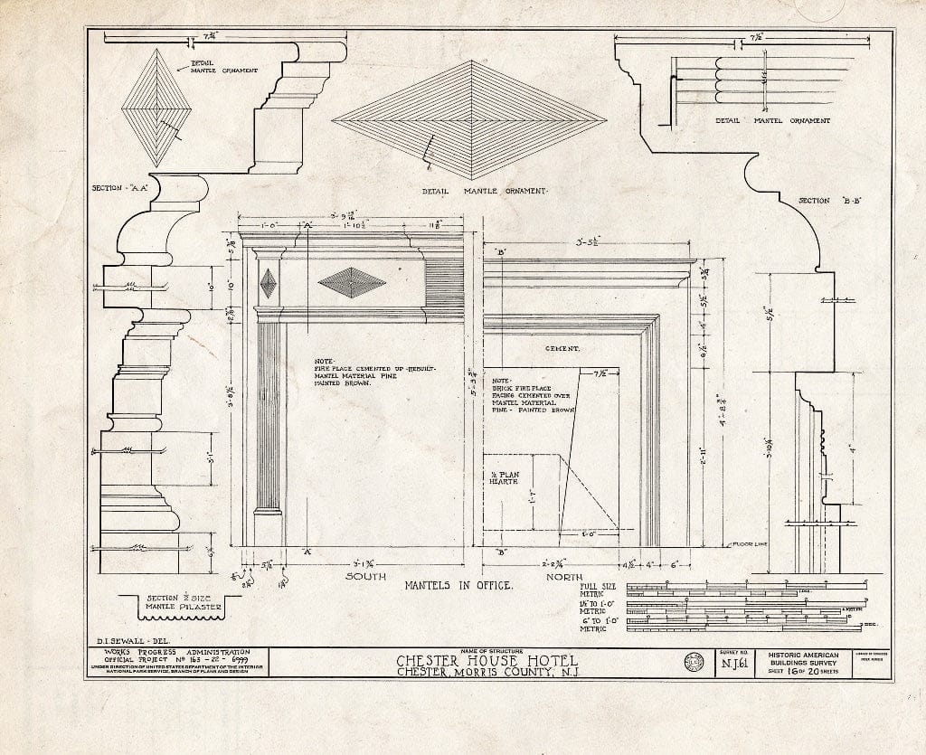 Blueprint HABS NJ,14-Chest,1- (Sheet 16 of 20) - Chester House Hotel, Chester, Morris County, NJ