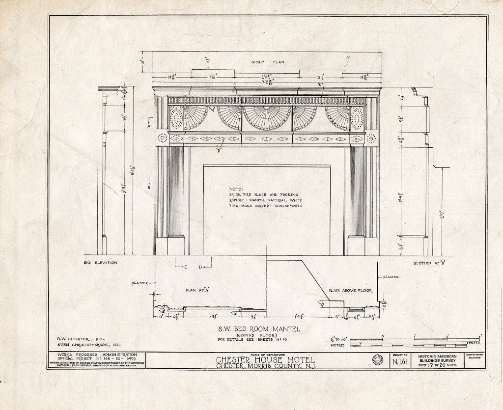 Blueprint HABS NJ,14-Chest,1- (Sheet 17 of 20) - Chester House Hotel, Chester, Morris County, NJ