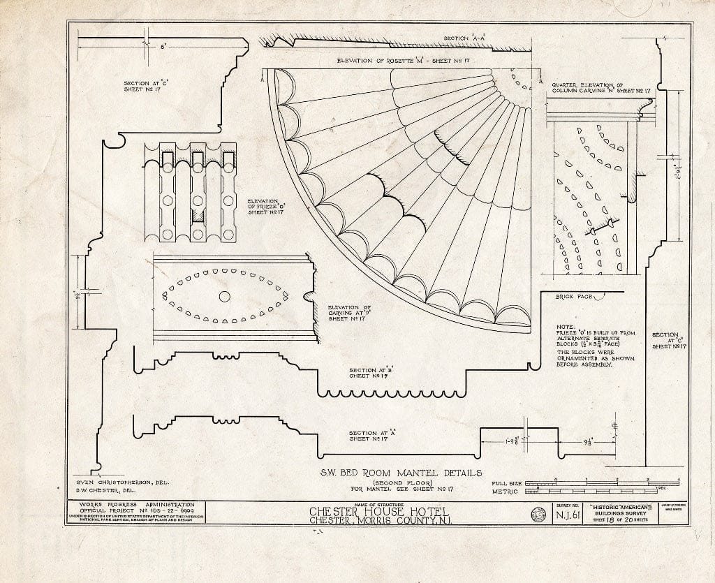 Blueprint HABS NJ,14-Chest,1- (Sheet 18 of 20) - Chester House Hotel, Chester, Morris County, NJ