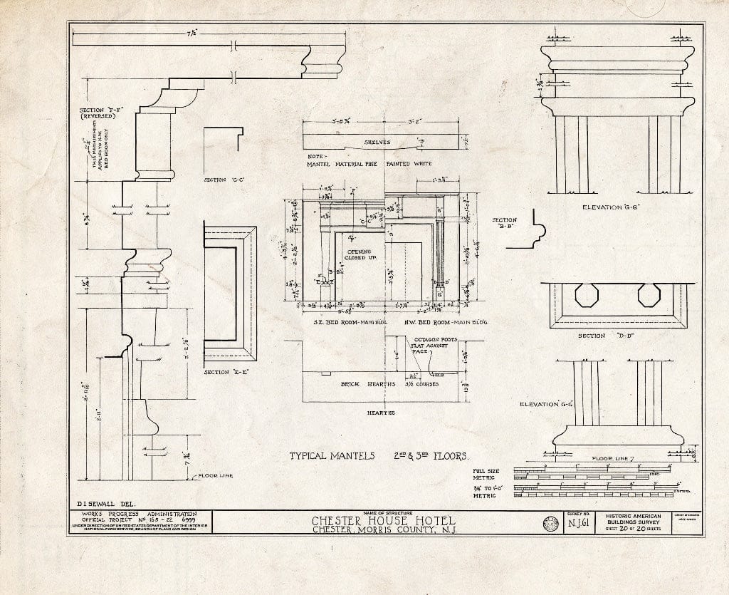 Blueprint HABS NJ,14-Chest,1- (Sheet 20 of 20) - Chester House Hotel, Chester, Morris County, NJ