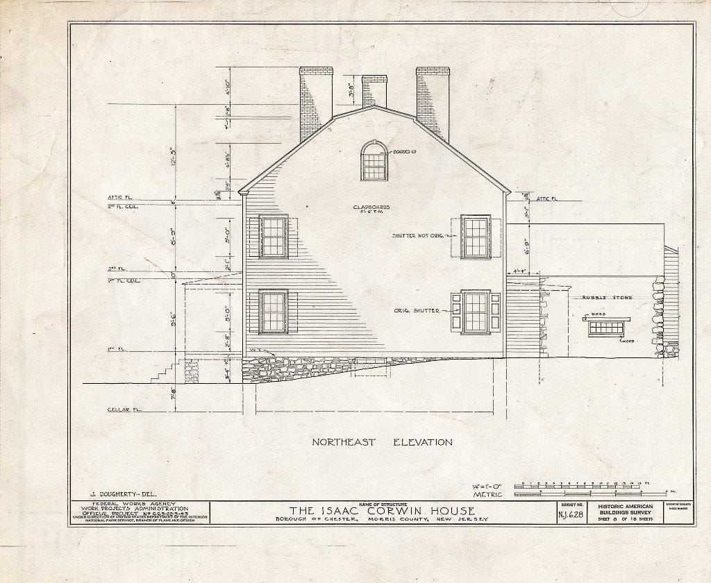 Blueprint HABS NJ,14-Chest,2- (Sheet 8 of 18) - Issac Corwin House, Chester, Morris County, NJ
