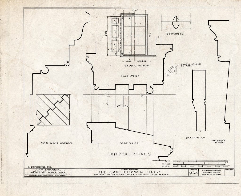 Blueprint HABS NJ,14-Chest,2- (Sheet 12 of 18) - Issac Corwin House, Chester, Morris County, NJ