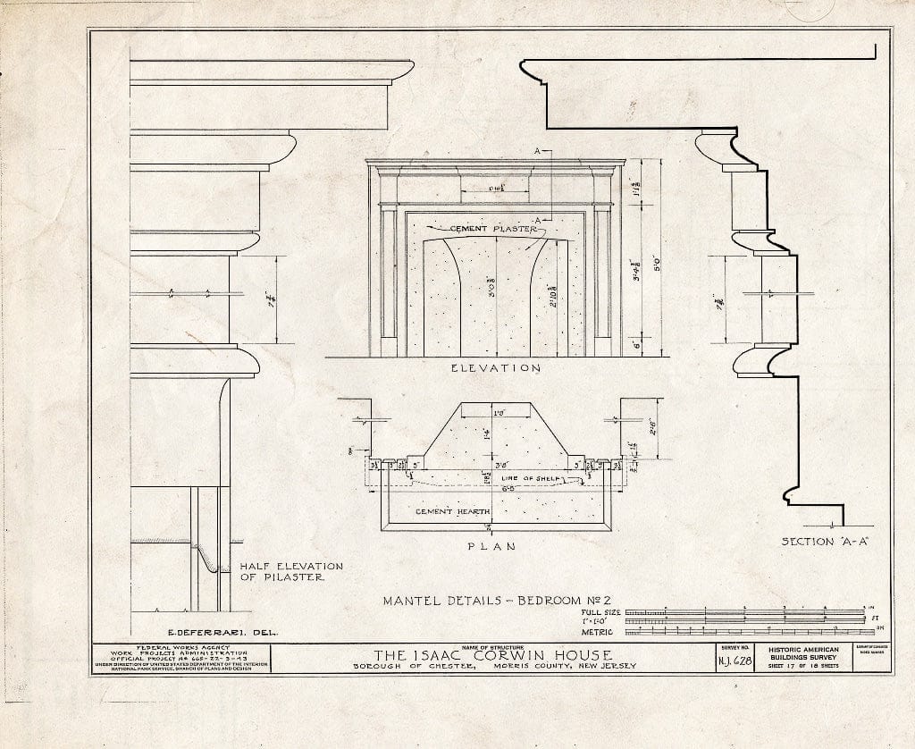 Blueprint HABS NJ,14-Chest,2- (Sheet 17 of 18) - Issac Corwin House, Chester, Morris County, NJ