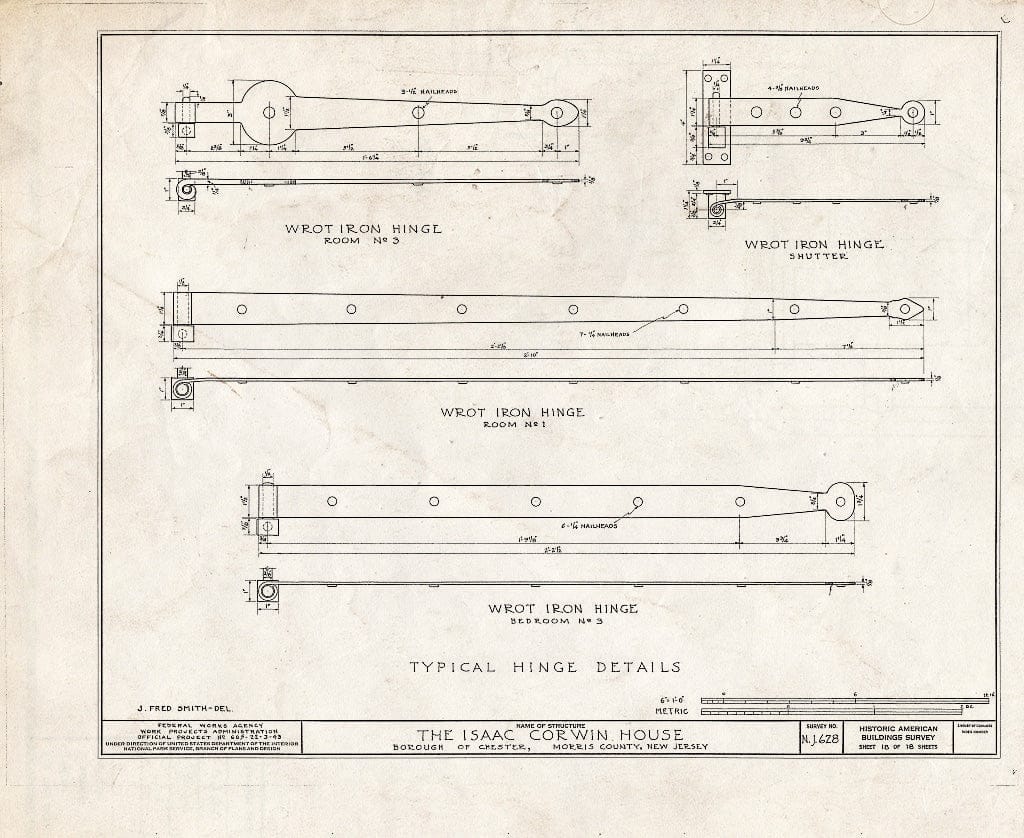 Blueprint HABS NJ,14-Chest,2- (Sheet 18 of 18) - Issac Corwin House, Chester, Morris County, NJ