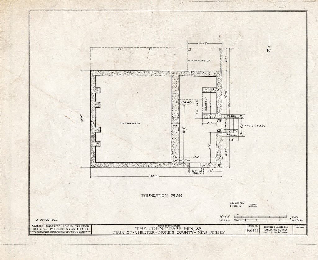 Blueprint HABS NJ,14-Chest,3- (Sheet 1 of 20) - John Drake House, Main Street, Chester, Morris County, NJ