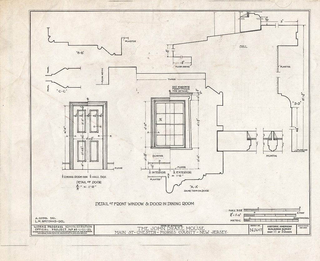 Blueprint HABS NJ,14-Chest,3- (Sheet 11 of 20) - John Drake House, Main Street, Chester, Morris County, NJ