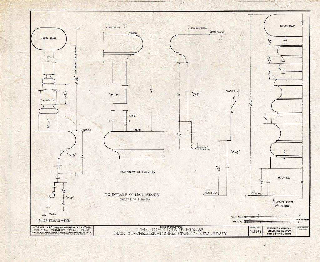 Blueprint HABS NJ,14-Chest,3- (Sheet 14 of 20) - John Drake House, Main Street, Chester, Morris County, NJ