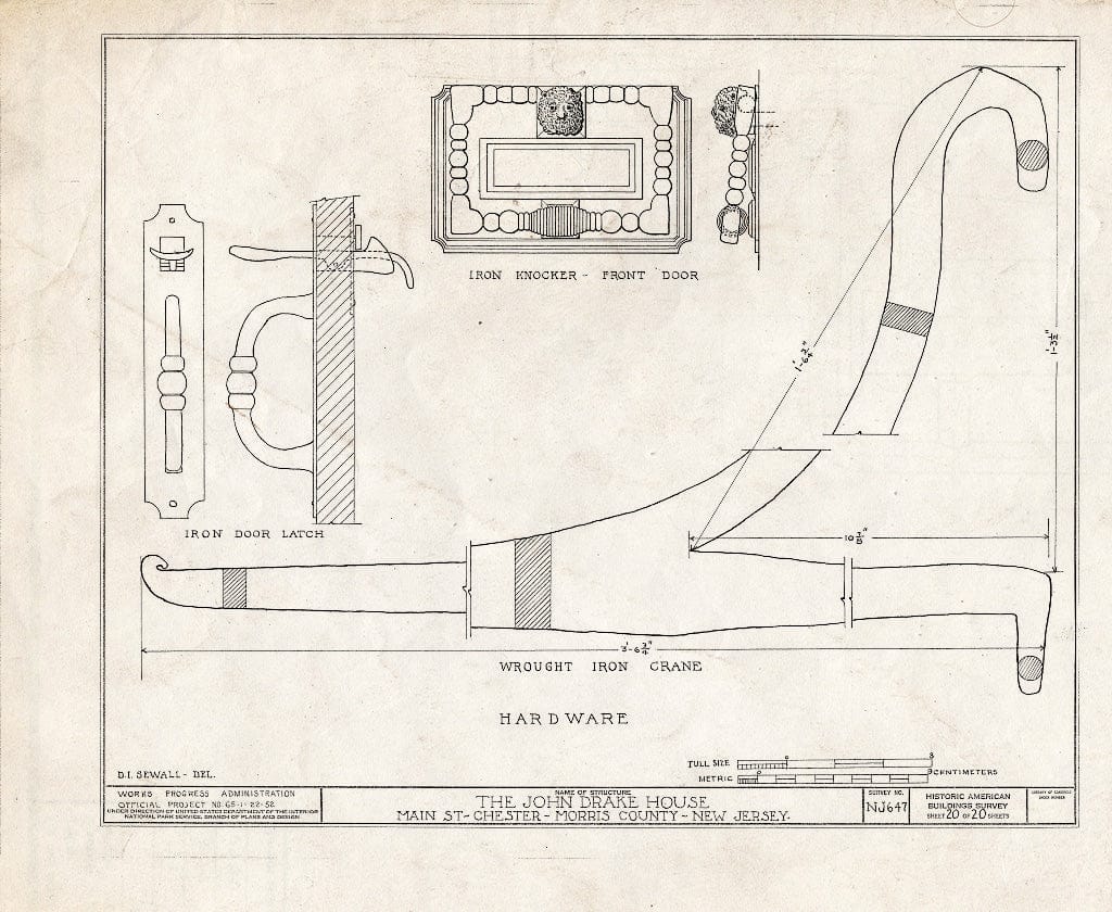 Blueprint HABS NJ,14-Chest,3- (Sheet 20 of 20) - John Drake House, Main Street, Chester, Morris County, NJ