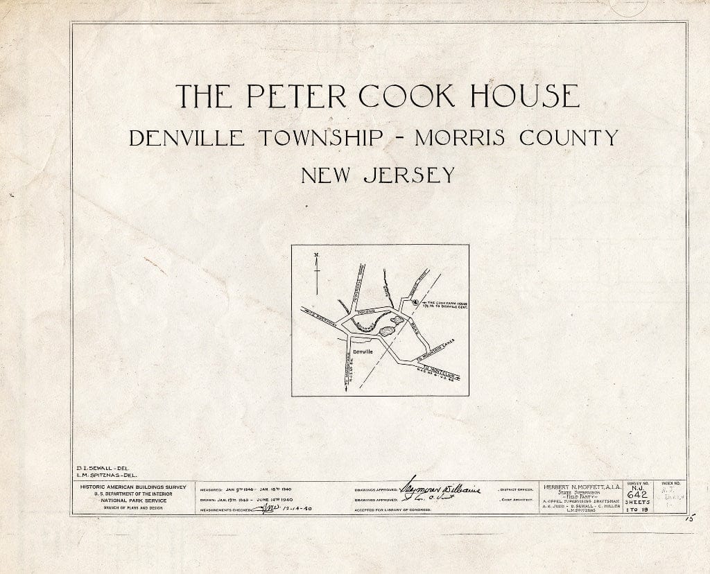 Blueprint HABS NJ,14-DENV.V,1- (Sheet 0 of 19) - Peter Cook House, Morris Road, Denville, Morris County, NJ