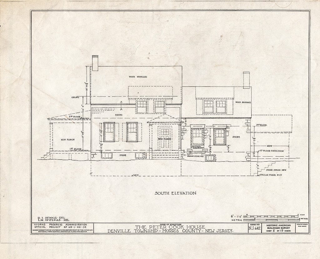 Blueprint HABS NJ,14-DENV.V,1- (Sheet 5 of 19) - Peter Cook House, Morris Road, Denville, Morris County, NJ