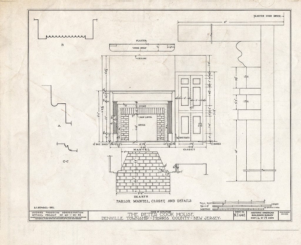 Blueprint HABS NJ,14-DENV.V,1- (Sheet 16 of 19) - Peter Cook House, Morris Road, Denville, Morris County, NJ