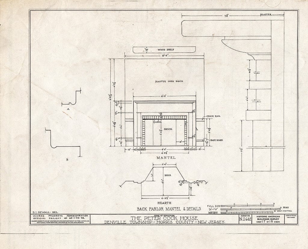 Blueprint HABS NJ,14-DENV.V,1- (Sheet 17 of 19) - Peter Cook House, Morris Road, Denville, Morris County, NJ