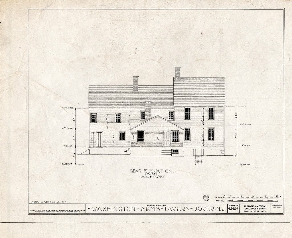 Blueprint HABS NJ,14-DOV.V,1- (Sheet 3 of 12) - Washington Arms Tavern, Dover, Morris County, NJ