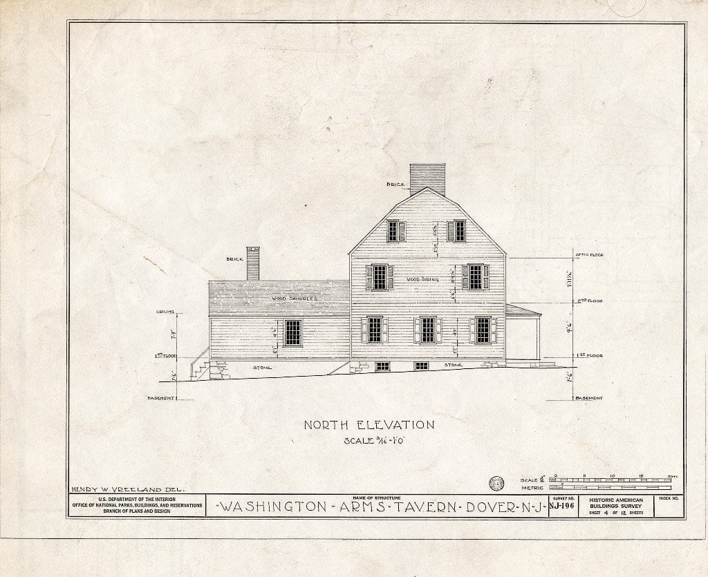 Blueprint HABS NJ,14-DOV.V,1- (Sheet 4 of 12) - Washington Arms Tavern, Dover, Morris County, NJ
