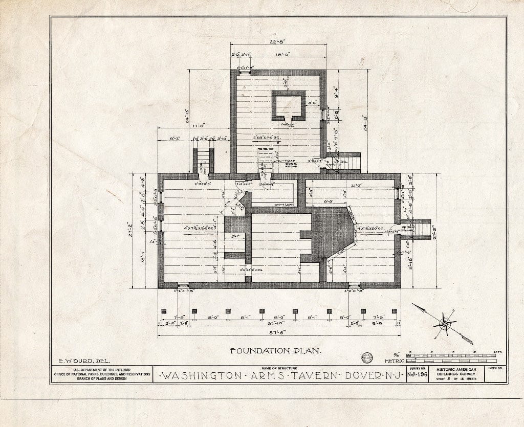 Blueprint HABS NJ,14-DOV.V,1- (Sheet 5 of 12) - Washington Arms Tavern, Dover, Morris County, NJ