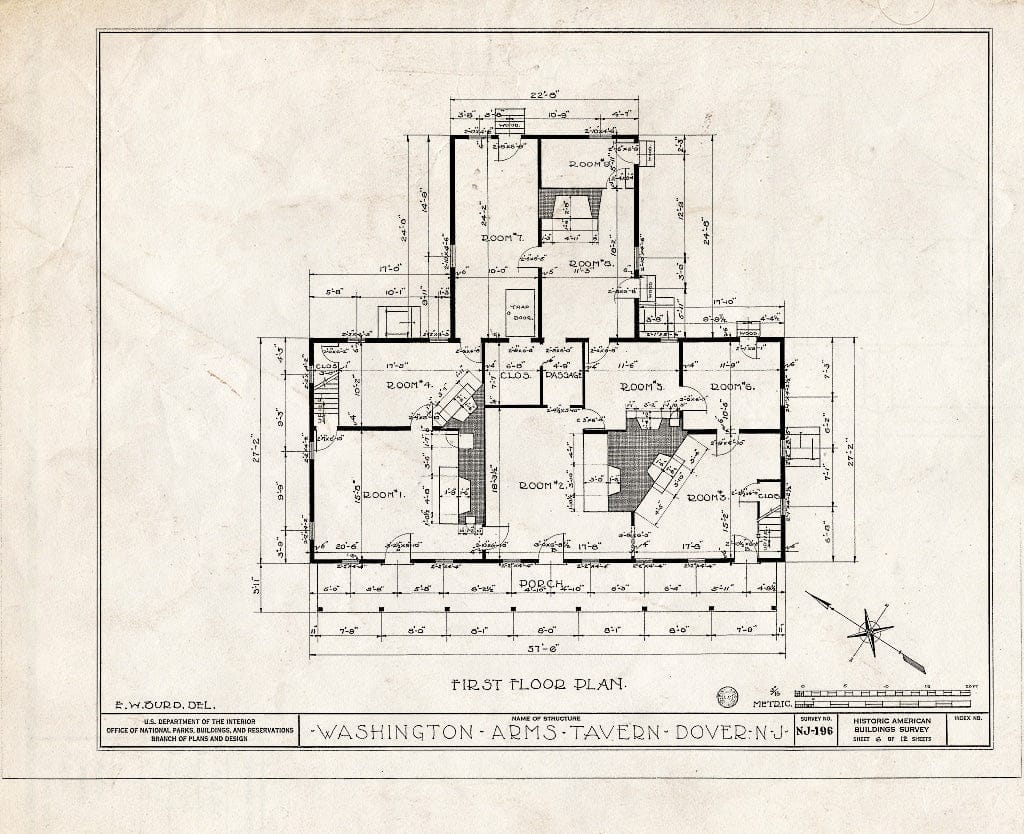 Blueprint HABS NJ,14-DOV.V,1- (Sheet 6 of 12) - Washington Arms Tavern, Dover, Morris County, NJ