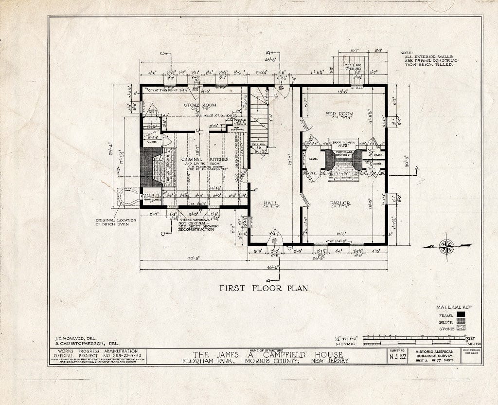 Blueprint HABS NJ,14-FLORP,1- (Sheet 2 of 17) - James A. Campfield House, Florham Park, Morris County, NJ