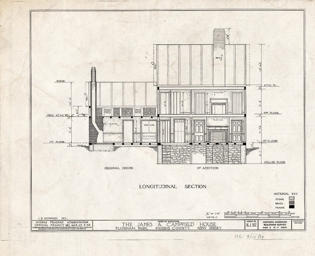 Blueprint HABS NJ,14-FLORP,1- (Sheet 8 of 17) - James A. Campfield House, Florham Park, Morris County, NJ