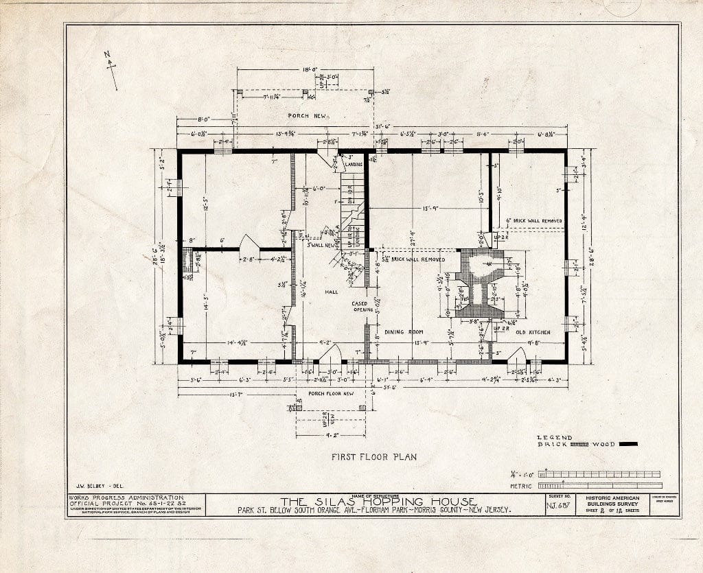 Blueprint HABS NJ,14-FLORP,2- (Sheet 2 of 12) - Silas Hopping House, Park Street, Florham Park, Morris County, NJ