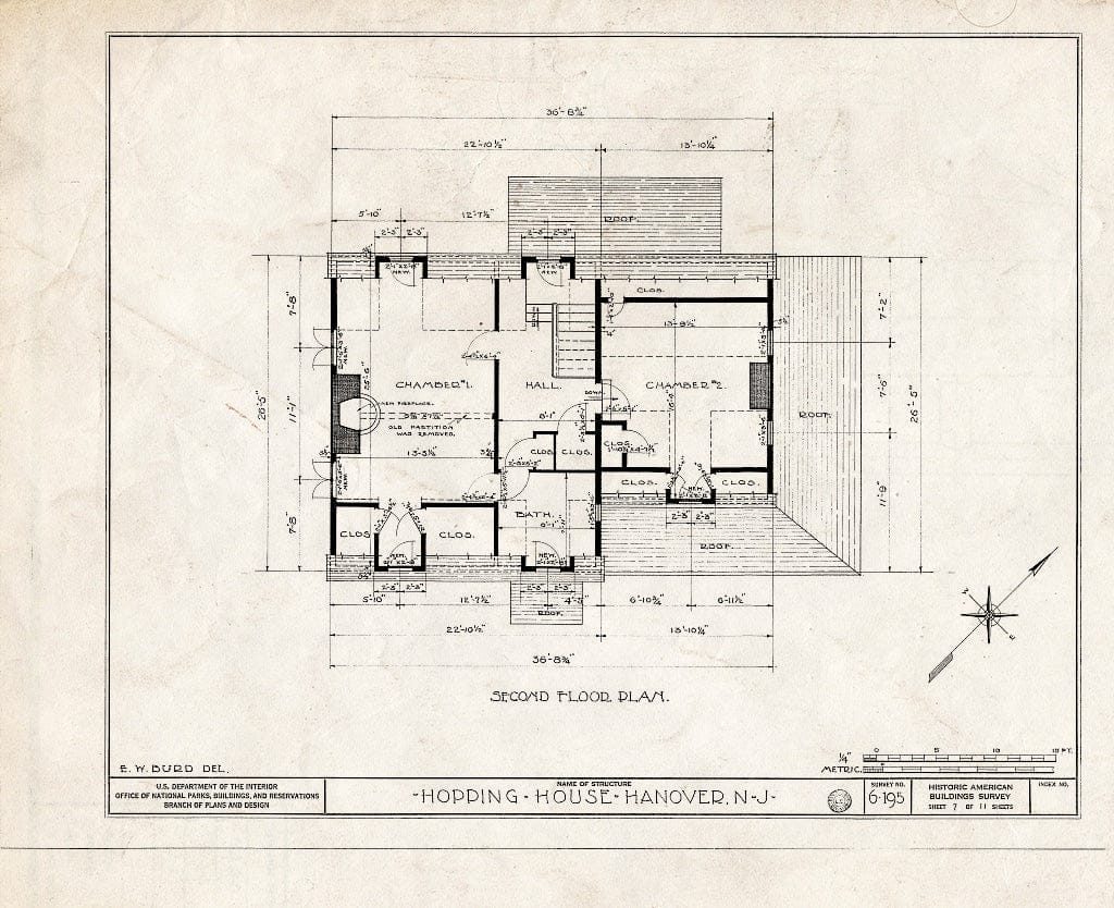 Blueprint HABS NJ,14-HANO,1- (Sheet 7 of 11) - Daniel Hopping House, Hanover Road, Hanover, Morris County, NJ