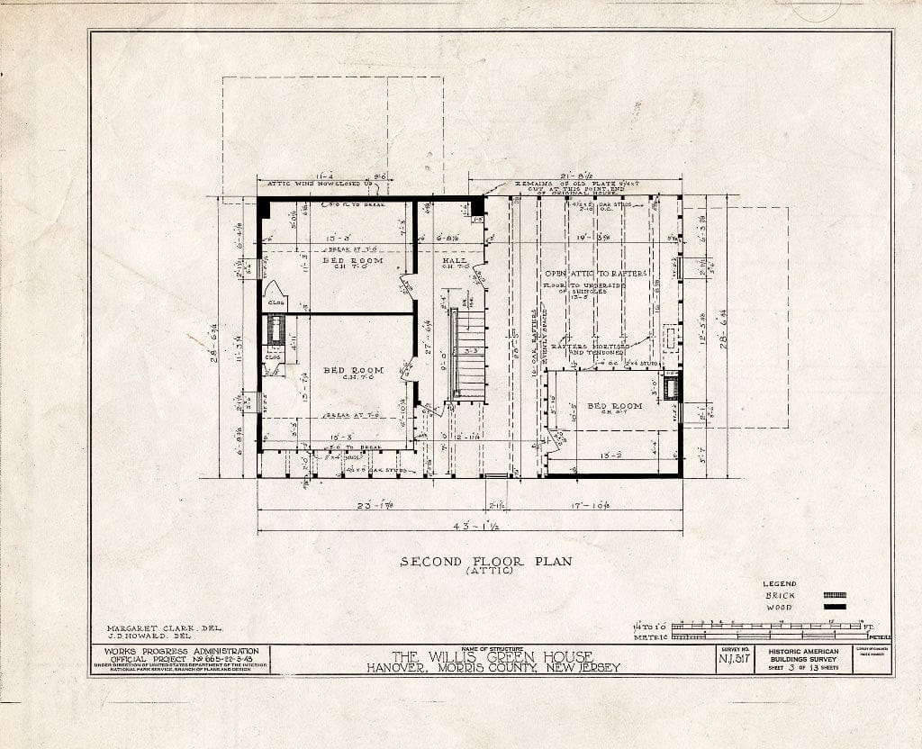 Blueprint HABS NJ,14-HANO,2- (Sheet 3 of 13) - Calvin Green House, Hanover, Morris County, NJ