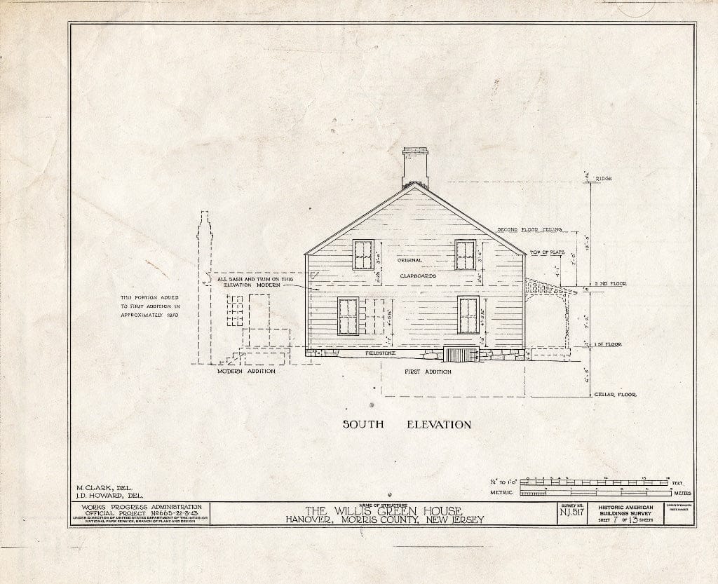 Blueprint HABS NJ,14-HANO,2- (Sheet 7 of 13) - Calvin Green House, Hanover, Morris County, NJ