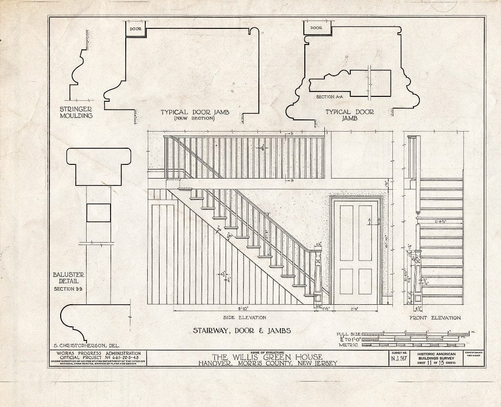Blueprint HABS NJ,14-HANO,2- (Sheet 11 of 13) - Calvin Green House, Hanover, Morris County, NJ