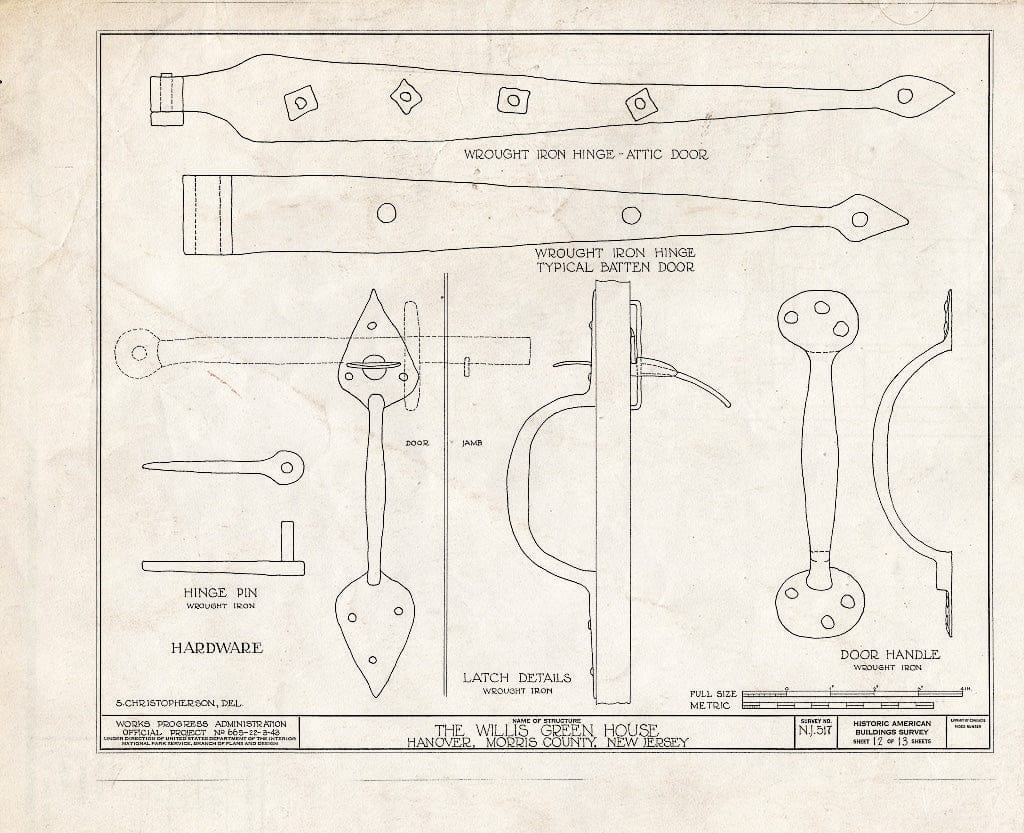 Blueprint HABS NJ,14-HANO,2- (Sheet 12 of 13) - Calvin Green House, Hanover, Morris County, NJ
