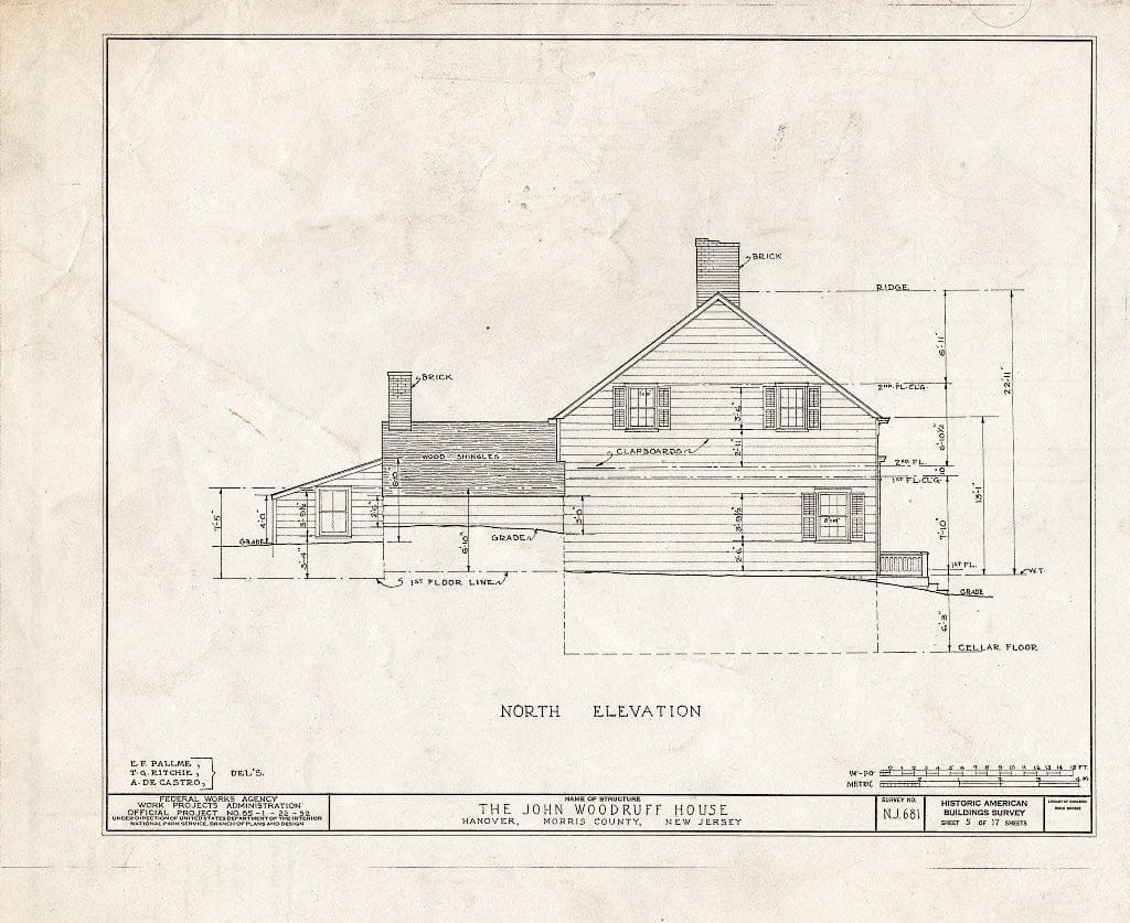 Blueprint HABS NJ,14-HANO,5- (Sheet 5 of 17) - John Woodruff House, 28 Hanover Road, Hanover, Morris County, NJ