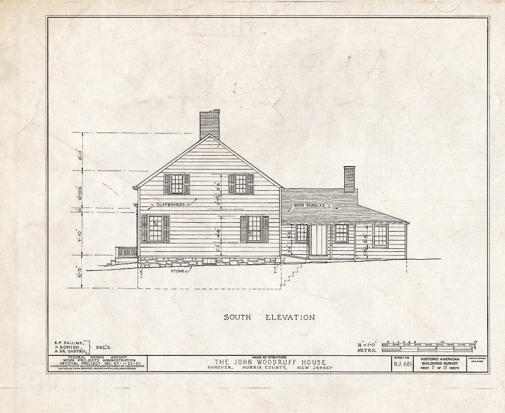 Blueprint HABS NJ,14-HANO,5- (Sheet 7 of 17) - John Woodruff House, 28 Hanover Road, Hanover, Morris County, NJ