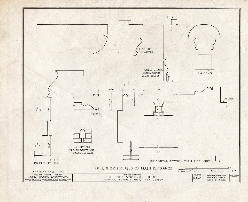Blueprint HABS NJ,14-HANO,5- (Sheet 9 of 17) - John Woodruff House, 28 Hanover Road, Hanover, Morris County, NJ