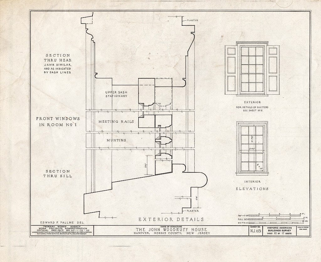Blueprint HABS NJ,14-HANO,5- (Sheet 10 of 17) - John Woodruff House, 28 Hanover Road, Hanover, Morris County, NJ